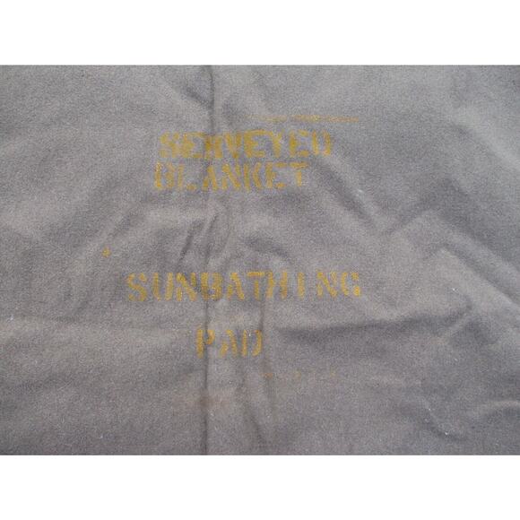 Vintage Serveyed Blanket Sunbathing Pad Wool Green 59" X 26” -- Vtg Military ?? - Picture 4 of 10